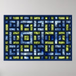 STAINED GLASS BLUE & GREEN Poster