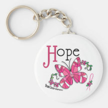 Stained Glass Butterfly 1 Breast Cancer Key Chain