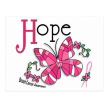 Stained Glass Butterfly 1 Breast Cancer Post Card