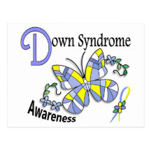 Stained Glass Butterfly 2 Down Syndrome Post Card