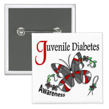 Stained Glass Butterfly 2 Juvenile Diabetes Pinback Button