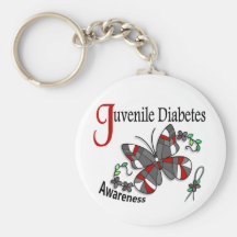Stained Glass Butterfly 2 Juvenile Diabetes Keychain