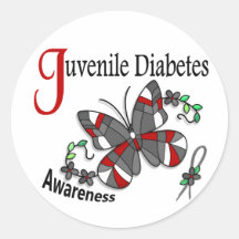 Stained Glass Butterfly 2 Juvenile Diabetes Sticker