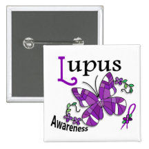 Stained Glass Butterfly 2 Lupus Pinback Buttons