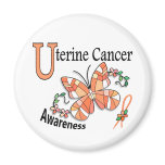 Stained Glass Butterfly 2 Uterine Cancer magnets