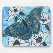 Stained glass Butterfly Mousepads
