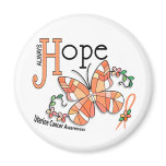 Stained Glass Butterfly Uterine Cancer magnets