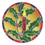 Stained glass candle and holly stickers