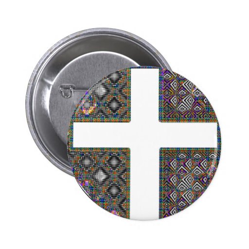 Stained Glass Cross Button