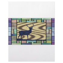 Stained glass deer-in-walnut-on-oak-background custom letterhead