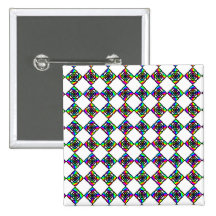 Stained Glass Effect Floral Pattern. Pinback Buttons