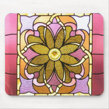 Stained Glass Flower Mouse Pad
