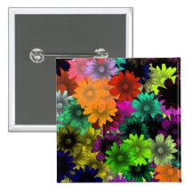 Stained glass flowers buttons