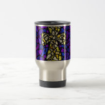 Stained glass Gold Cross Coffee Mugs