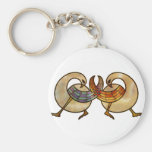 stained glass interlaced swans keychain