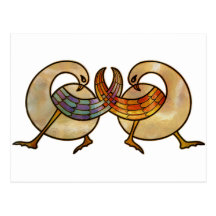 stained glass interlaced swans postcard