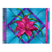Stained Glass Lilly Post Card