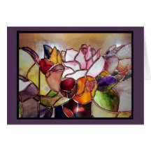 Stained Glass Luxury Flower Greeting Card