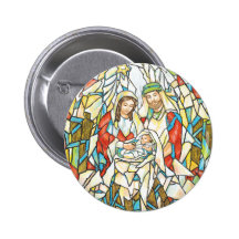 Stained Glass Nativity Painting Buttons