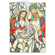 Stained Glass Nativity Painting Card