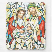 Stained Glass Nativity Painting Mouse Pad
