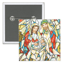Stained Glass Nativity Painting Pin