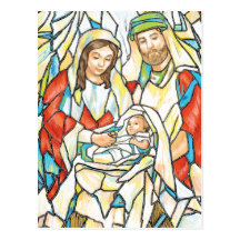 Stained Glass Nativity Painting Post Card