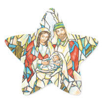 Stained Glass Nativity Painting Star Sticker