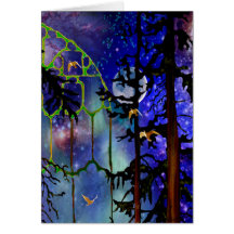 Stained Glass Night Greeting Cards