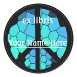 Stained Glass Peace Symbol Bookplates Round Sticker