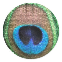Stained Glass Peacock Round Sticker