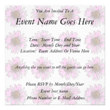 Stained Glass Pink Daisies Personalized Invitations