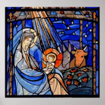 Stained Glass Style Nativity Poster