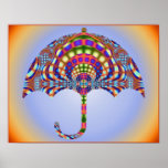 Stained Glass Umbrella Print with border.
