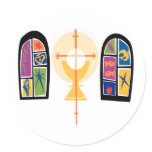 Stained Glass Windows with Chalice and Cross Sticker