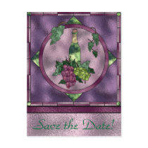Stained Glass Wine Love Postcard