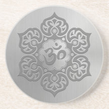 Stainless Steel Floral Aum Design Beverage Coaster