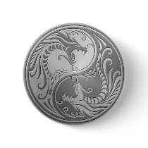 Stainless Steel Yin Yang Dragons Buttons