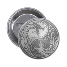 Stainless Steel Yin Yang Dragons Buttons