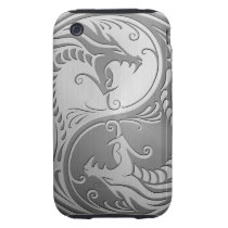 Stainless Steel Yin Yang Dragons Iphone 3 Tough Cover