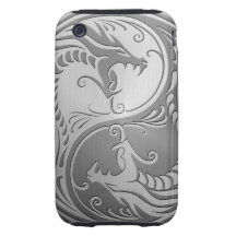 Stainless Steel Yin Yang Dragons iPhone 3 Tough Cover