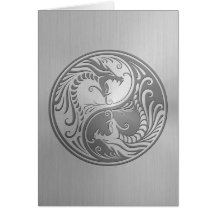 Stainless Steel Yin Yang Dragons Greeting Cards