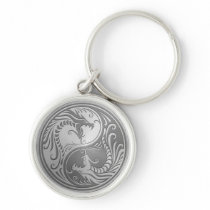 Stainless Steel Yin Yang Dragons Key Chain