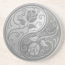 Stainless Steel Yin Yang Roses Beverage Coaster