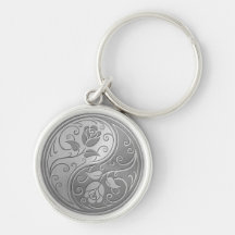 Stainless Steel Yin Yang Roses Key Chain