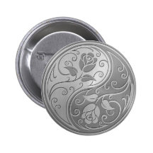 Stainless Steel Yin Yang Roses Pins