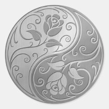 Stainless Steel Yin Yang Roses Round Stickers