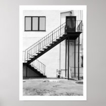Staircase in Black and White Posters