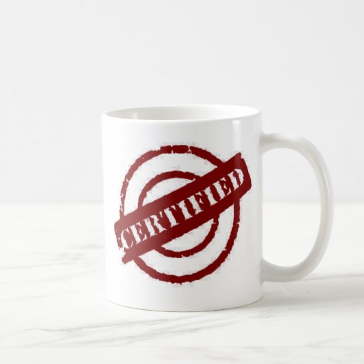 stamp certified red coffee mugs