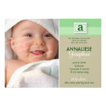 Stamped Monogram Birth Announcement :: mint green